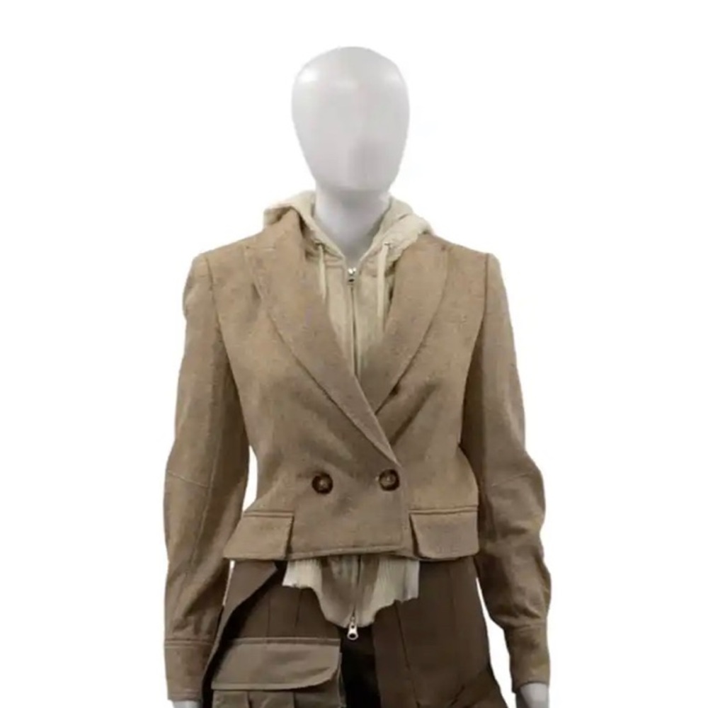 Veronica Beard Beige & Cream Double Layer Blazer w/ Hood size 00 Screen Worn